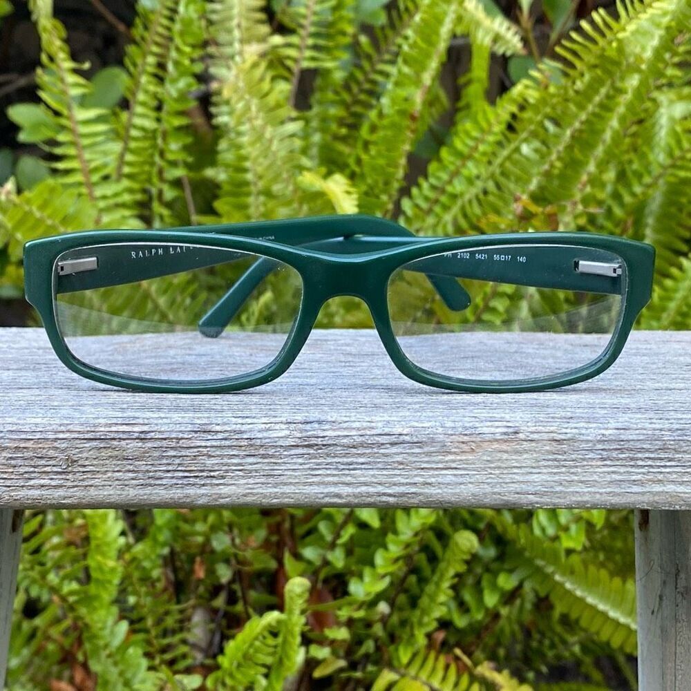 Polo Ralph Lauren Dark Green Logo Eyeglass Frames with Case. VGUC
